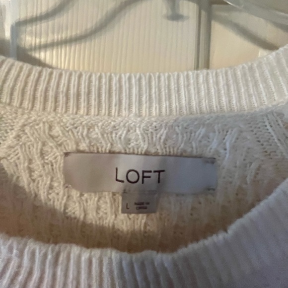 LOFT Diamond Textured White Sweater - Picture 3 of 4
